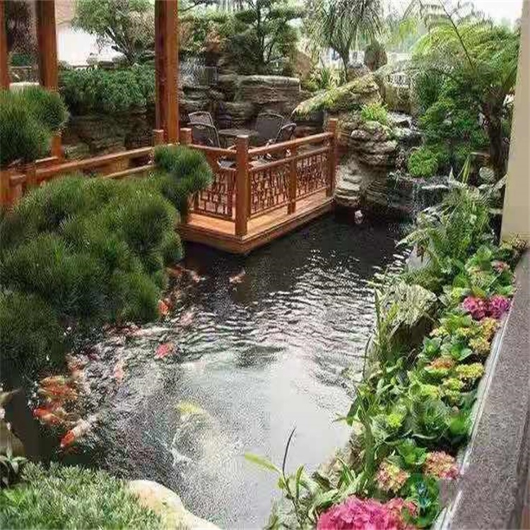 石嘴山院子小鱼池假山设计